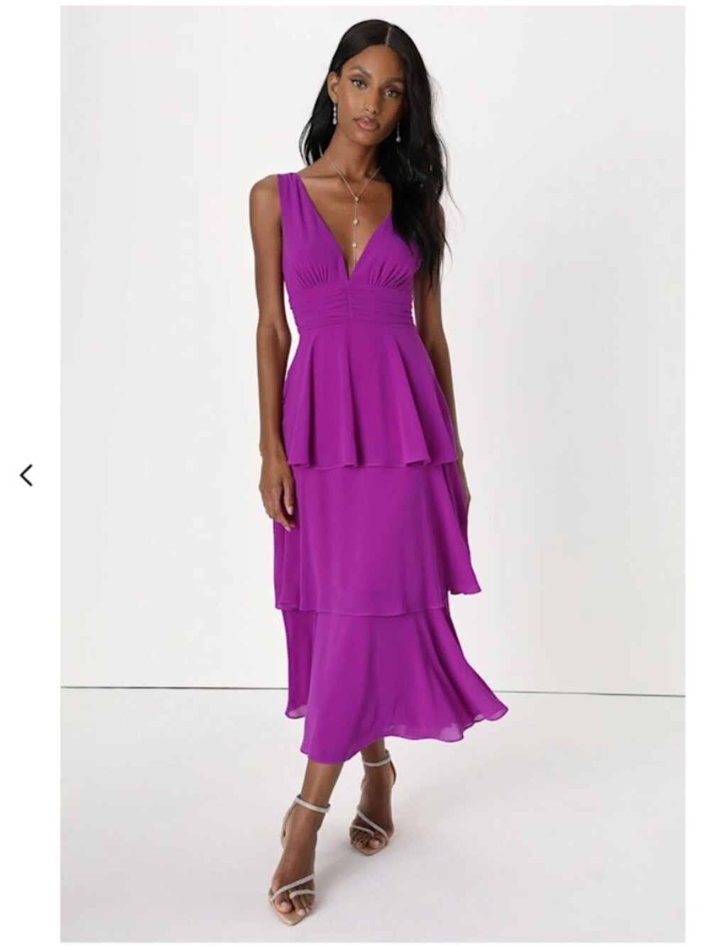 Lulus Celebration Time Purple Sleeveless Tiered Midi Dress